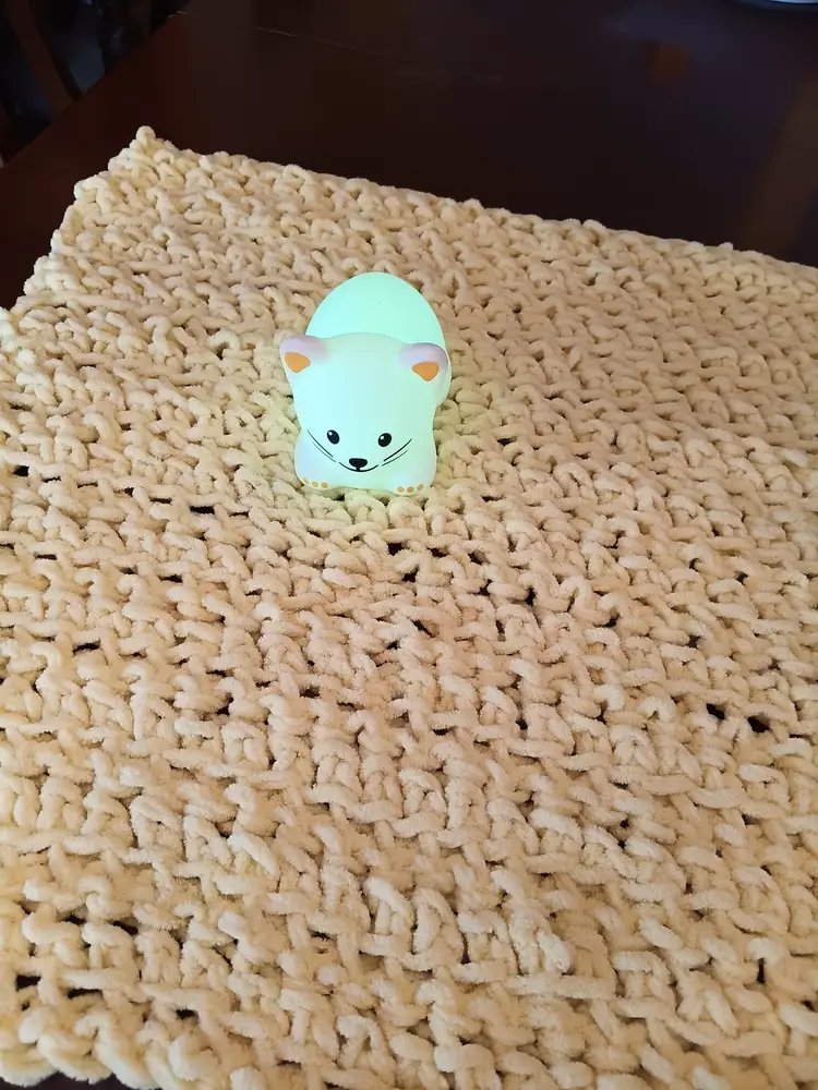 Handmade Yellow Chunky Fur Baby Afghan 24" x 24: