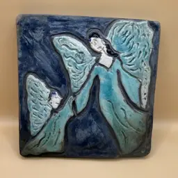 Raku Pottery Uplifting Angel Tile 6”