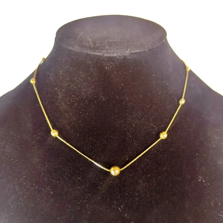 Vintage 80s Gold-Tone Slide Bead Necklace With Clasp