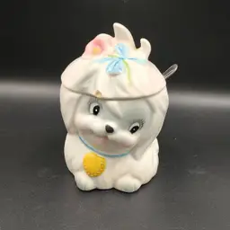 Vtg Lefton Mr Toodles Maltese Dog Jelly or Jam Jar