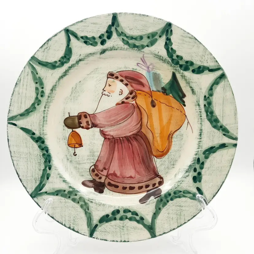 Old World Santa Christmas Plate Zrike Yuletide Handpainted Italy