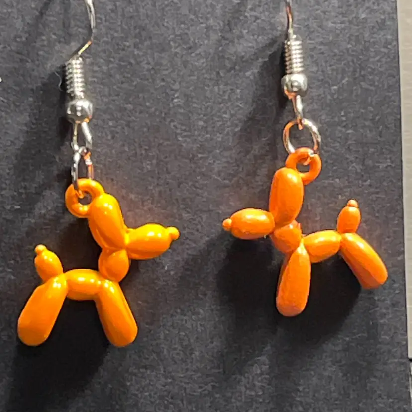 Orange, Balloon, Dog Earrings Made By Me