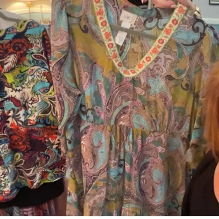 Top Dress Sheer Paisley Boho Detail Tracy Porter Apx 22”