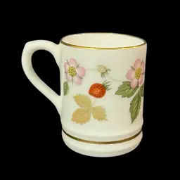 Wedgwood Wild Strawberry Miniature Tankard Made In England, Miniature Wedgwood Bone China Wild Strawberry Mug