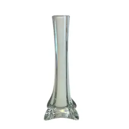Elegant Art Glass Vase Clear with White 8”