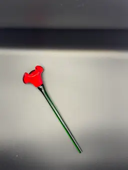 Glass Red Flower w/Green Stem 8”