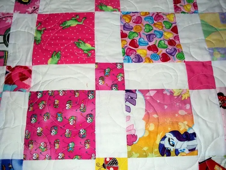 Hand Made Girls Quilt Blanket 67" X 60"