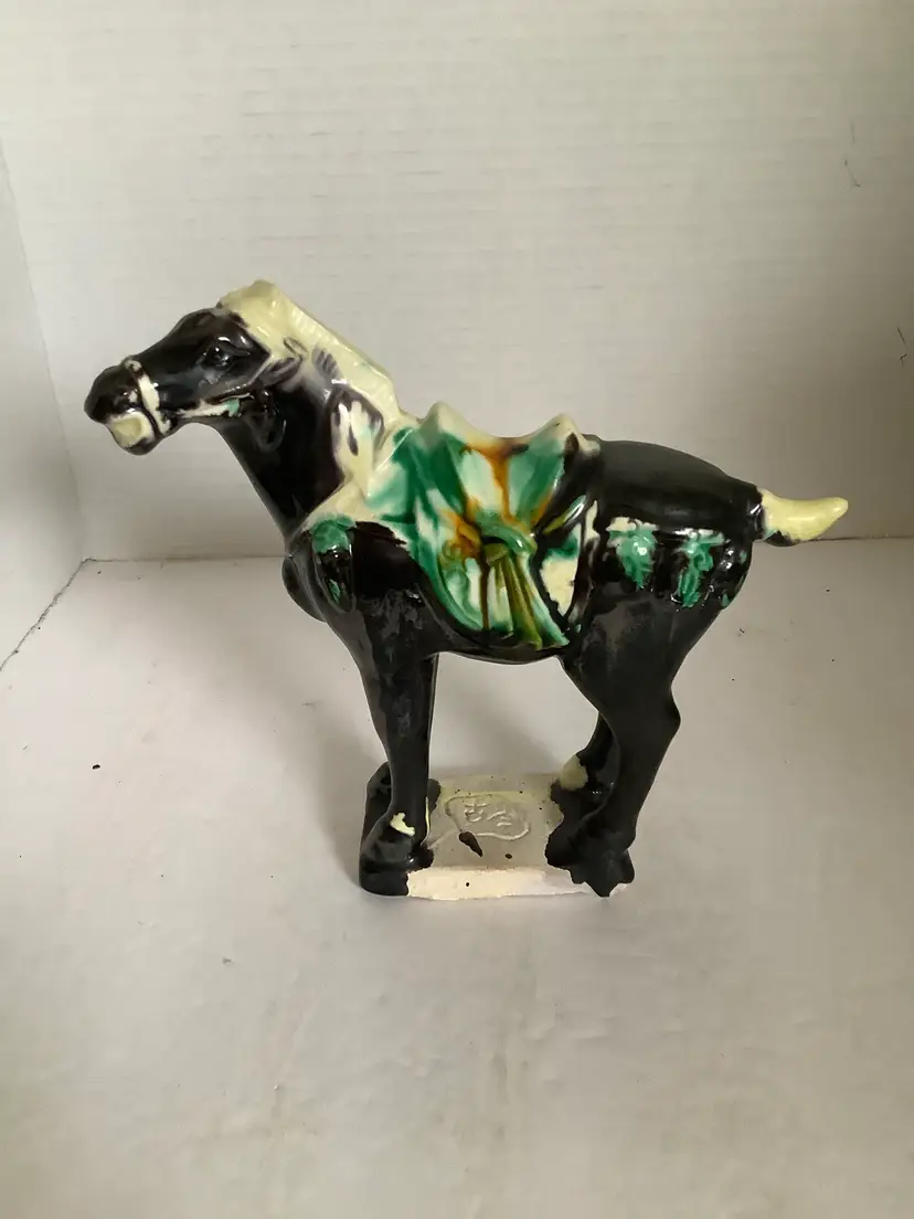 Vintage Chinese Tang Dynasty style Drip glaze horse figurine