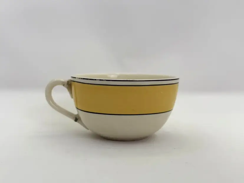 Adams 1930s Yellow Ironstone Teacup – Art Deco Royal Ivory – English Ceramic Nail Repair