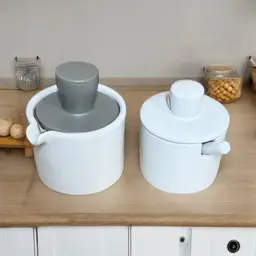 Lot of 6 NIB Oil Holder, Silicone Basting Brush, Covered Salt Pig Holder & Spoon 6pc Set