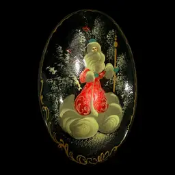 Signed Russian Lacquer Santa Brooch 2.25”