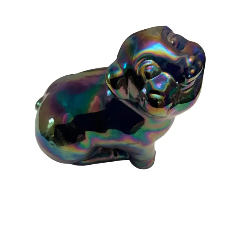 Fenton Blue Carnival Glass Pig Undecorated 2.75”x 3”