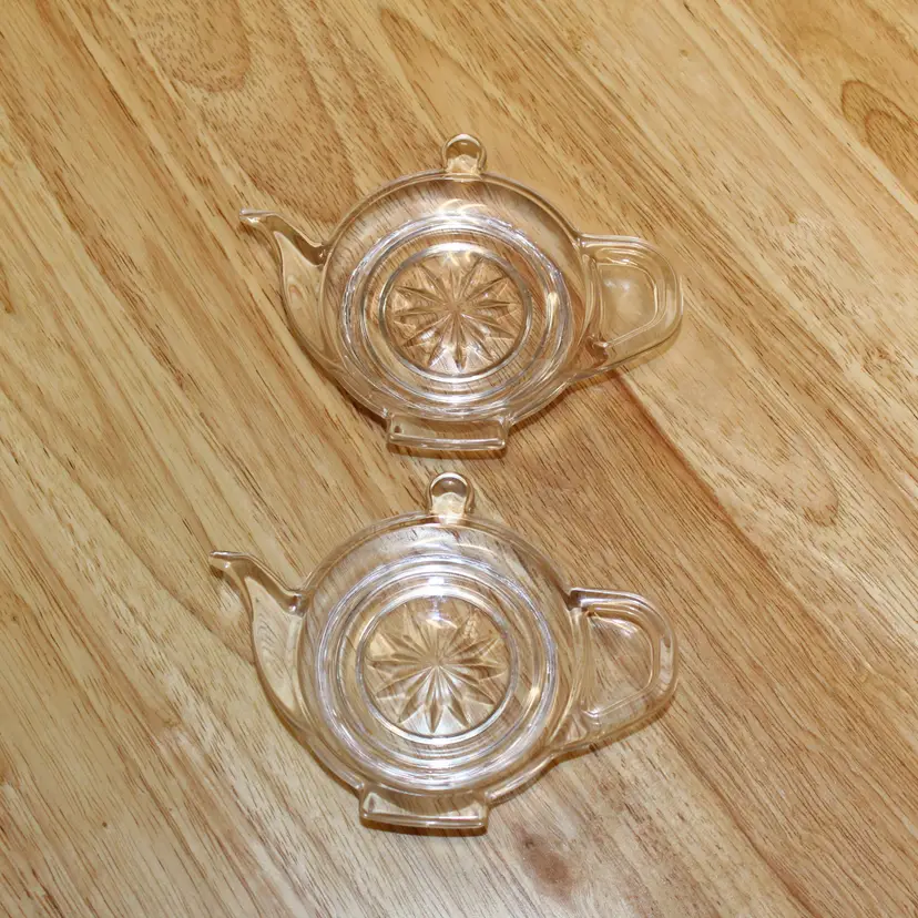 Set of 2 Vintage Clear Glass Mikasa Tea Time Tea Bag Caddy Teabag/Lemon slice Holders