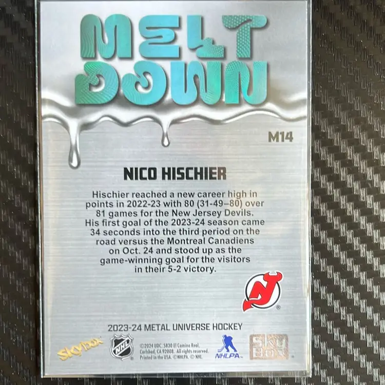 Nico Hischier 23-24 Metal Skybox Meltdown M14