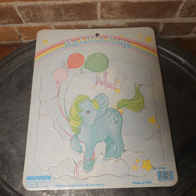 Vtg 1983 My Little Pony Tray Puzzle Warren Paper Products Hasbro Musical Notes Pony Balloons