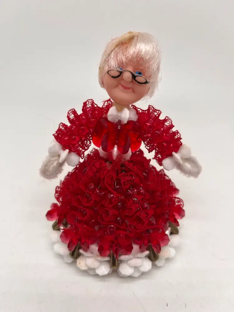 Vintage Mrs Clause Figurine Safety Pins And Beads