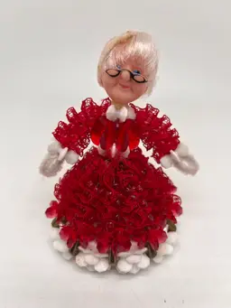 Vintage Mrs Clause Figurine Safety Pins And Beads