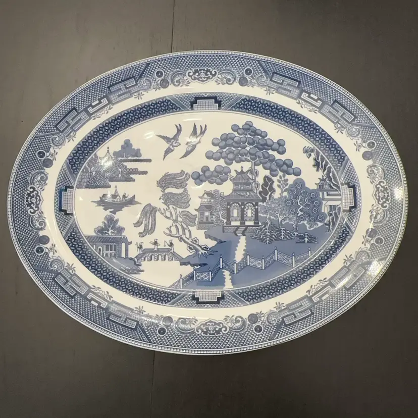 Blue Willow Ceramic Oval Serving Platter by Johnson Bros