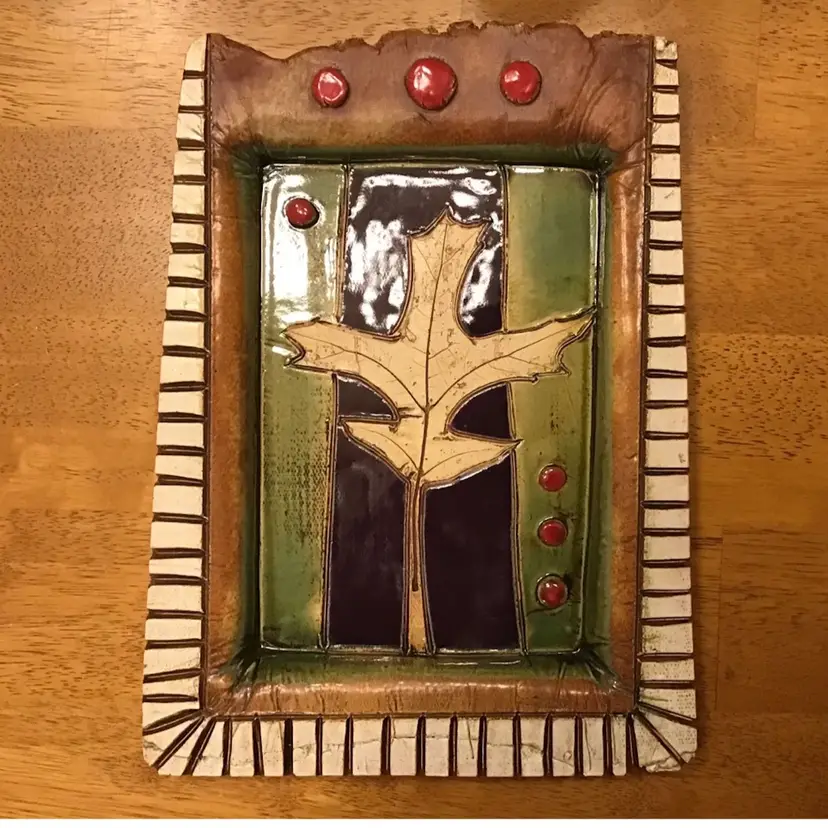 Beautiful Leaf Dish Trinket Tray Studio Art Pottery