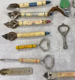Rusty Crusty Lot Of Bottle Openers Paint Can Openers Advertising Beer Ford Coke Pepsi