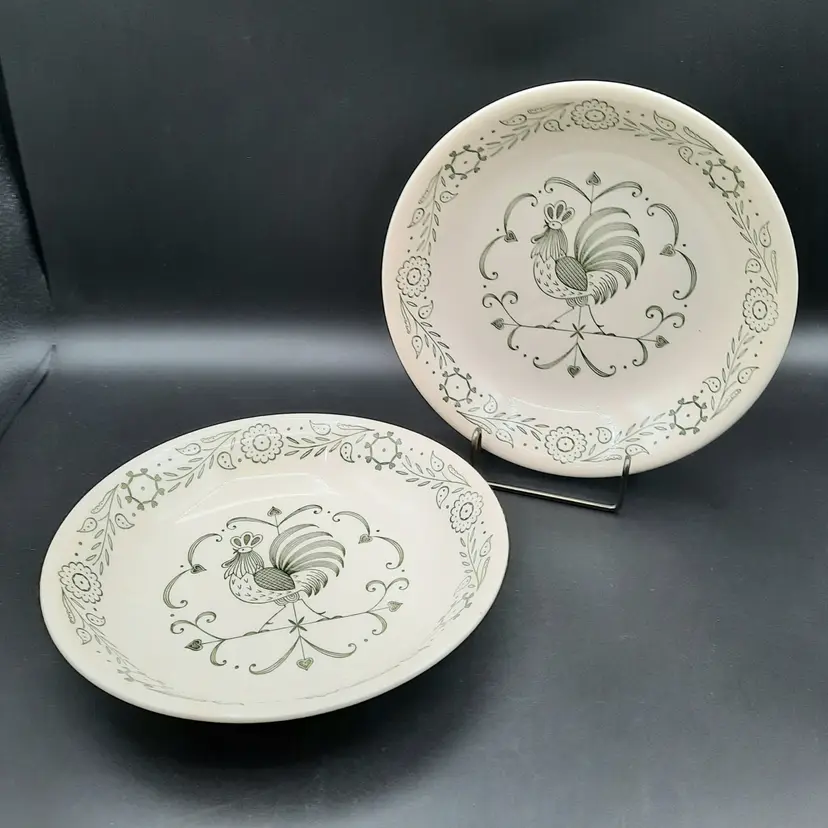 Vintage Scio Provincial Rooster Weathervane Serving Vegetable Bowls Set of 2