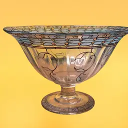 06. 1930’s hand painted glass pedestal bowl