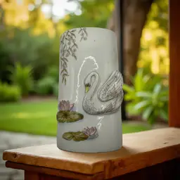 Vintage Ceramic Vase With Swan 🦢 & Lily Pads