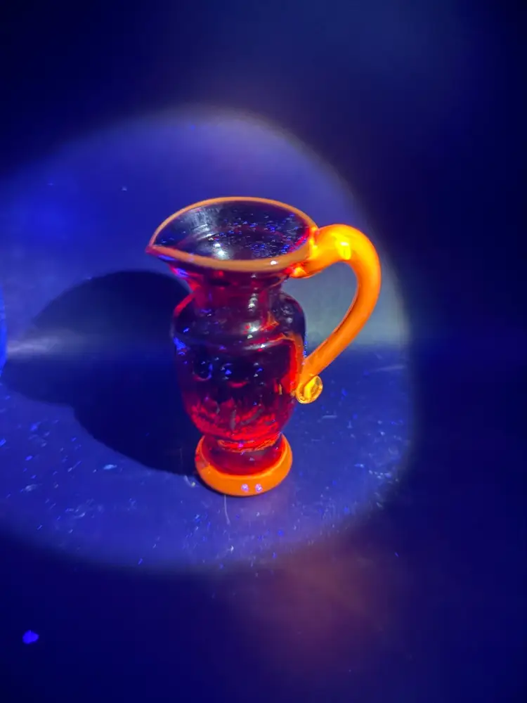 Kanawha Glass Company American Eagle Amberina Glass Mini-Pitcher - Glows