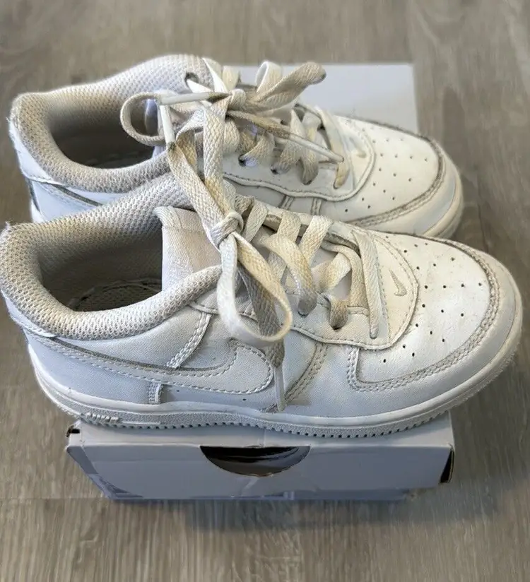 Nike Air Force 1 TD Toddler Size 8C Shoes Triple White Athletic Sneaker Lace Up