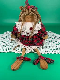 Vintage Folk Art Sitting Doll