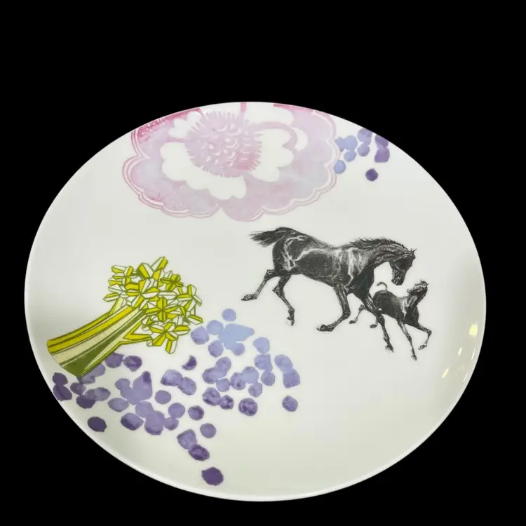Concetta Gallo for Habitat Bone China Dessert Plates – Colorful Horses & Botanicals – 8.5” Diameter (8 Available at Listing Time)