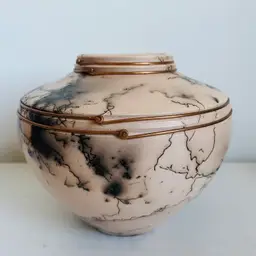 Vicente Garcia Smoked Horsehair Raku Pottery Handmade Vase 5.25” Tall