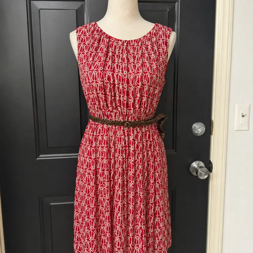 NWT Coldwater Creek Women's Size 16 Red Geometric Design Serendipity Dress