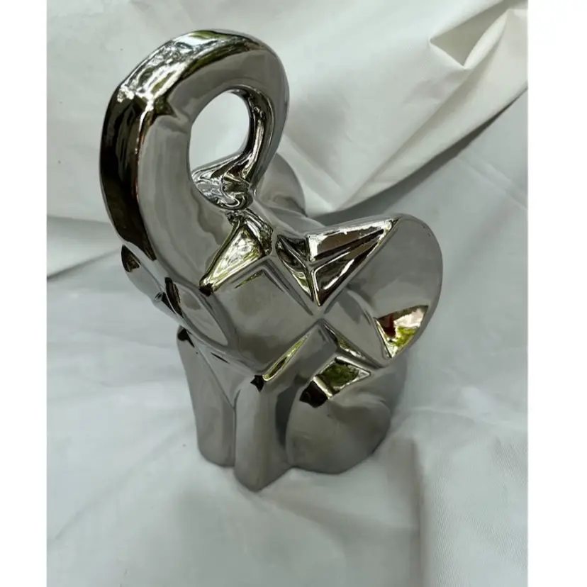 Chrome Finish Cubist Lucky Elephant