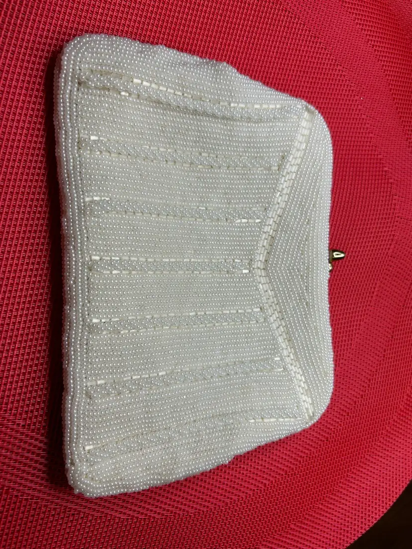 Vintage Walborg-style Faux Pearl And Bugle Bead Convertible Clutch To Purse. vintage 1940 To 1950’s 5x10” WEDDING Bride Purse