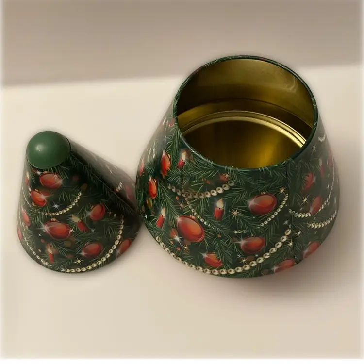 Windel Musical Christmas Tree Tin Container - Rotates And Opens To Hold A Gift