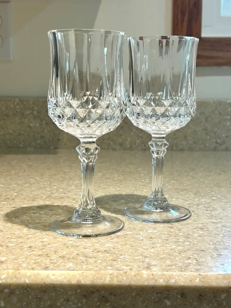 Cristal d'Arques-Durand Longchamp Water Goblets Wine Glasses Set 6 / 7.25” / 6oz