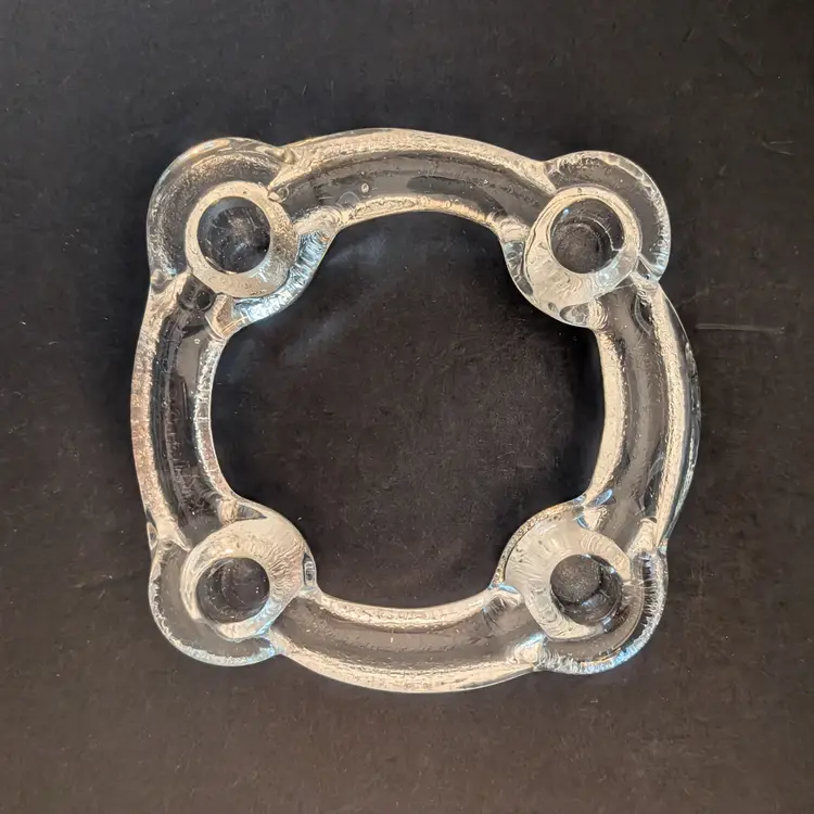 Vintage Pukeberg Glass Ice Ring Candle holder MCM Staffon Gellerstedt Sweden