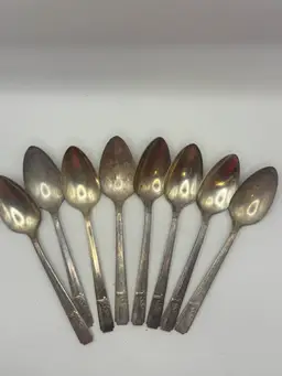 Lot Of 8 Vintage Silver Plate Teaspoons 8”