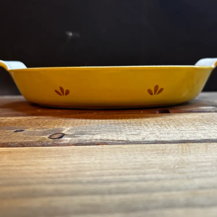 VTG Dru Holland Yellow Enamel Cast Iron Oval Au Gratin Casserole Dish 4155-26 