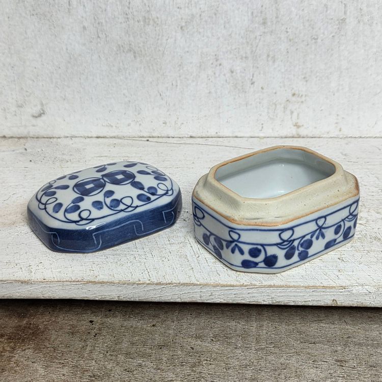 Small Blue White Trinket Box