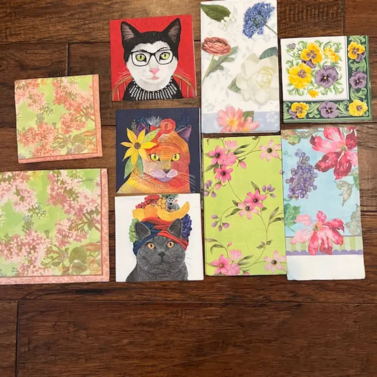 18 - Napkins Cocktail Guest Towel & Dinner Sizes for Decoupage Junk Journaling Crafts