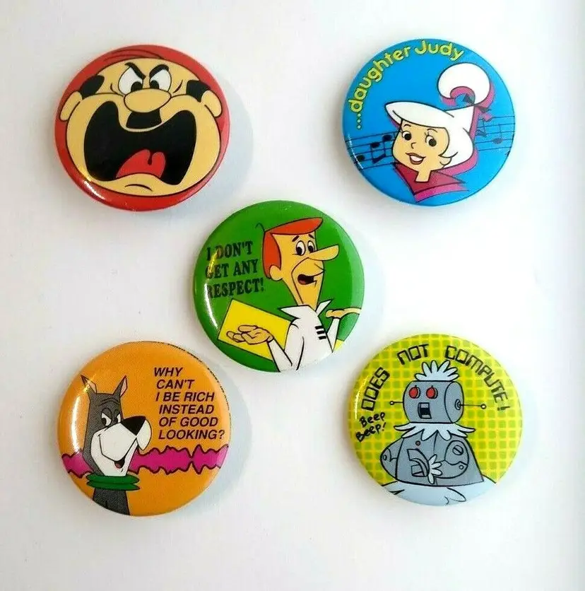Jetsons Pinback Button Badges 1983 Original Licensed Pins Astro Judy Rosie