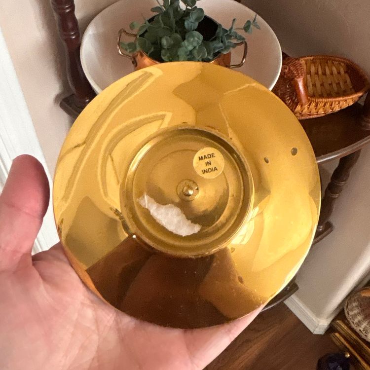 Vintage Solid Brass Textured Pillar Candle Plate