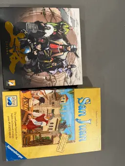 Two great games for one great price.
Joraku Deluxe version: open / unplayed
San Juan -2nd edition with expansion. Open, new condition except for a small box wear on one corner of box (no tears or dents).