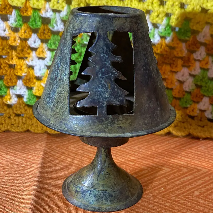 Rustic Metal Tree Punched Luminary Tea Light Holder