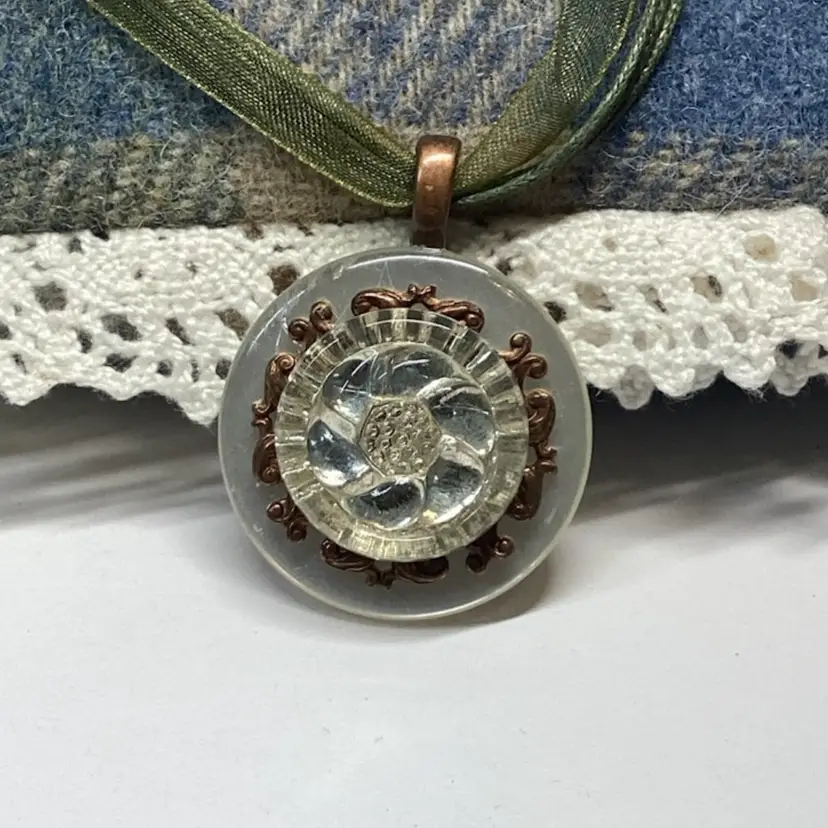 Glass and Copper Button Necklace