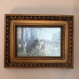 Vintage Framed Picadilly Road Winter Day in London Print