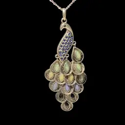 Peacock Silver Tone Necklace