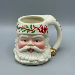 Vintage Lenox Holiday Santa Collection Toby Mug 1999 White Hat Holly Berry